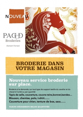 Personnalisation en broderie directement dans votre magasin - Padd sellerie Clermont-Ferrand